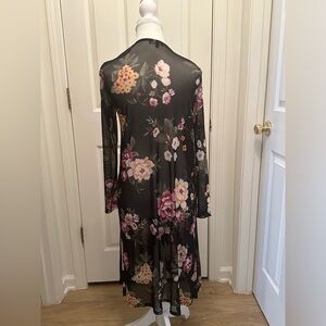 Iris Sheer Black Floral Duster Size S